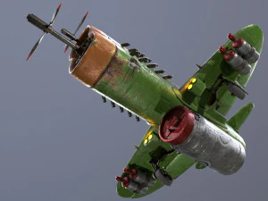 Stylized realistic green airplane 3D Model
