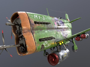 Stylized realistic green airplane 3D Model