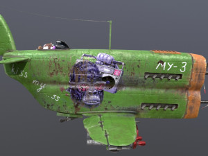 Stylized realistic green airplane 3D Model