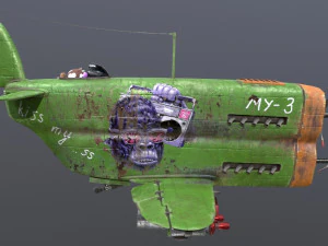 Stylized realistic green airplane 3D Model