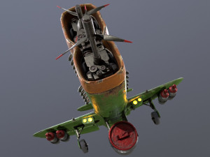 Stylized realistic green airplane 3D Model