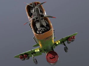 Stylized realistic green airplane 3D Model
