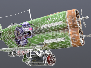 Stylized realistic green airplane 3D Model