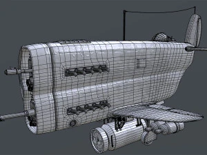 Stylized realistic green airplane 3D Model