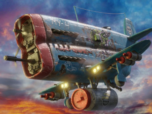 Stylized realistic blue airplane Model 3D