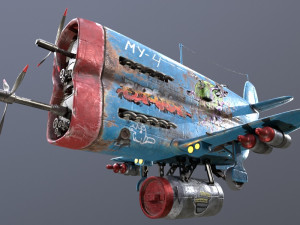Stylized realistic blue airplane 3D 模型