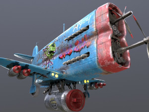 Stylized realistic blue airplane 3D 模型