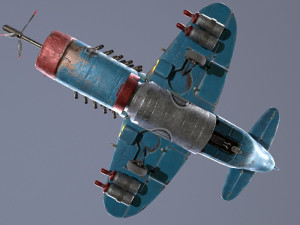 Stylized realistic blue airplane 3D 模型