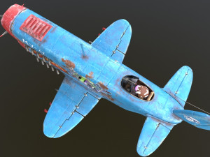 Stylized realistic blue airplane 3D 模型