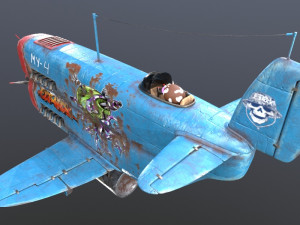 Stylized realistic blue airplane 3D 模型