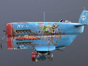 Stylized realistic blue airplane 3D 模型
