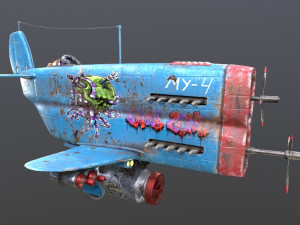Stylized realistic blue airplane 3D 模型