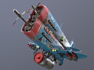 Stylized realistic blue airplane 3D 模型