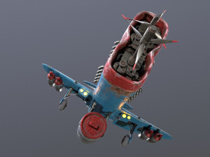 Stylized realistic blue airplane 3D 模型