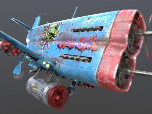 Stylized realistic blue airplane 3D 模型