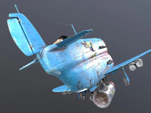 Stylized realistic blue airplane 3D Model
