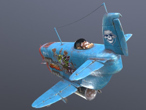 Stylized realistic blue airplane 3D 模型