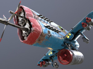 Stylized realistic blue airplane 3D 模型