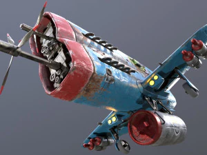 Stylized realistic blue airplane 3D Model