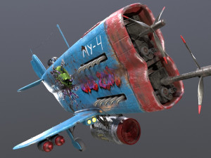 Stylized realistic blue airplane 3D 模型