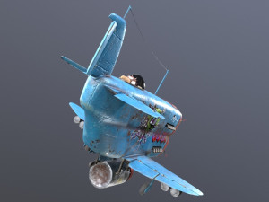 Stylized realistic blue airplane 3D 模型