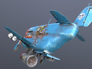 Stylized realistic blue airplane 3D 模型