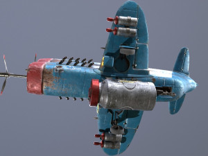 Stylized realistic blue airplane 3D 模型
