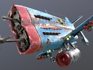 Stylized realistic blue airplane 3D 模型