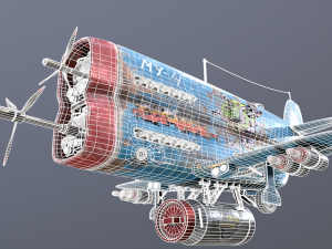 Stylized realistic blue airplane 3D 模型