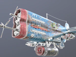 Stylized realistic blue airplane 3D Model