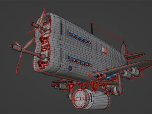 Stylized realistic blue airplane 3D Model