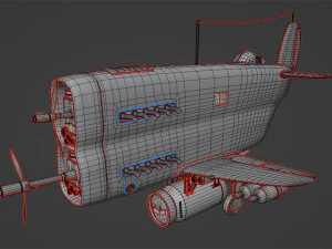 Stylized realistic blue airplane 3D Model