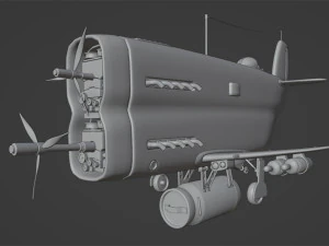 Stylized realistic blue airplane 3D Model