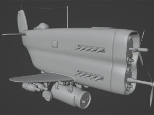 Stylized realistic blue airplane 3D Model