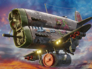 Avi&atilde;o cinza realista estilizado Modelo 3D