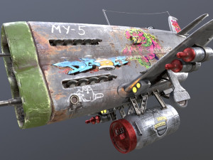 Stylized realistic gray airplane Modelo 3D