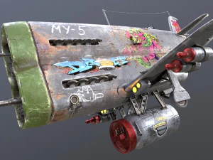 Stylized realistic gray airplane 3D Model
