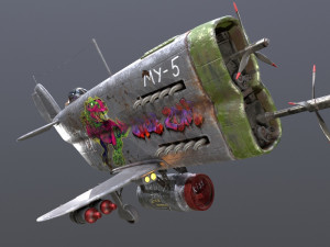 Stylized realistic gray airplane Modelo 3D