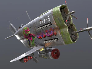 Stylized realistic gray airplane 3D Model