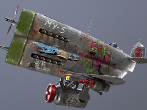 Stylized realistic gray airplane Modelo 3D