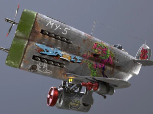 Stylized realistic gray airplane 3D Model