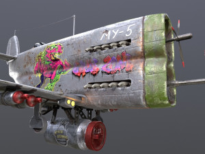Stylized realistic gray airplane Modelo 3D