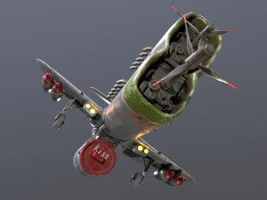 Stylized realistic gray airplane 3D Model