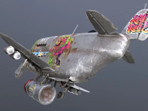 Stylized realistic gray airplane 3D Model