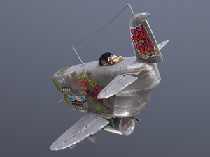 Stylized realistic gray airplane Modelo 3D
