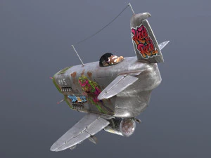 Stylized realistic gray airplane 3D Model
