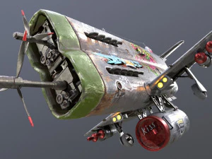 Stylized realistic gray airplane 3D Model