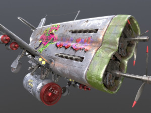 Stylized realistic gray airplane Modelo 3D