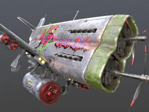 Stylized realistic gray airplane 3D Model