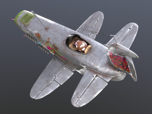 Stylized realistic gray airplane Modelo 3D